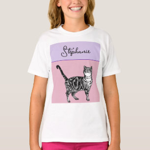 Camiseta Gatos Tabby Pastel Gatas Chicas Rosa Rosado Mascot