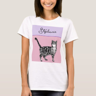 Camiseta Gatos Tabby Pastel Gatos Chicas Rosa Rosado Mascot