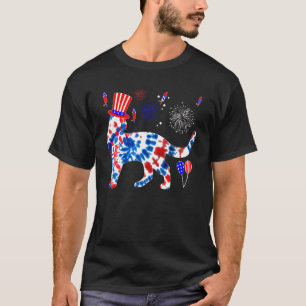 Camiseta Gatos Tie Dye Fuegos Artificiales 4 De Julio Bande