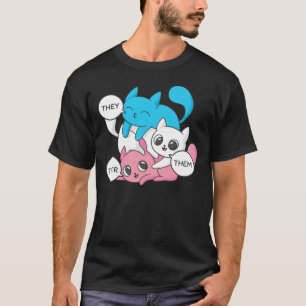 Camiseta Gatos Trans Ellos Sus Pronombres Transgénero II