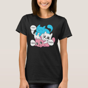 Camiseta Gatos Trans Ellos Sus Pronombres Transgénero II