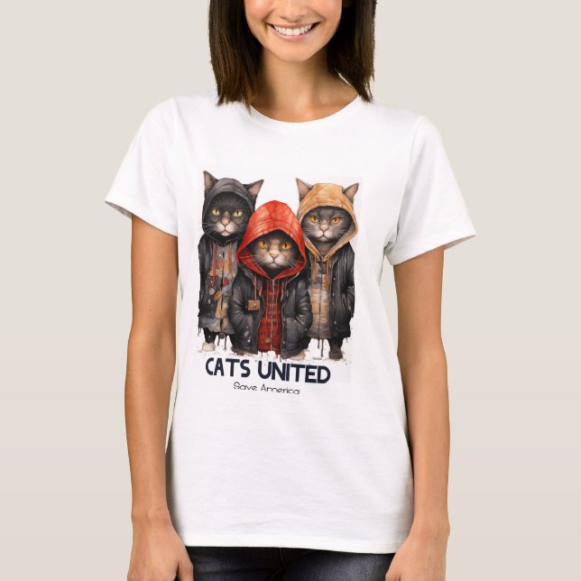 Camiseta Gatos Unidos: Salven a América (Anverso)