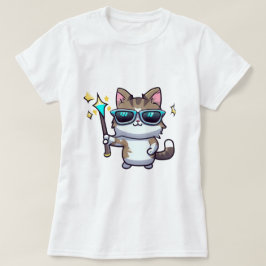 Camiseta Gatos Usando Gafas Con Estrellas De Guerra Mágica