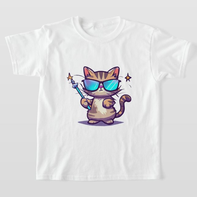 Camiseta Gatos Usando Gafas Con Estrellas De Guerra Mágica (Distribución)
