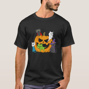 Camiseta Gatos Vampiro Fantasma Zombie Bruja en Halloween d