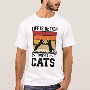 Camiseta Gatos Vintage Cita Diseño Retro Puesta de Sol Aman