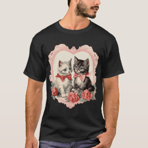 Camiseta Gatos Vintage Patrón de Arte Floral de Gato Retro