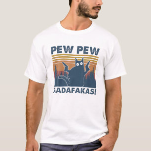 Camiseta Gatos Vintage Pew Pew Madafakas Divertido Gato Loc