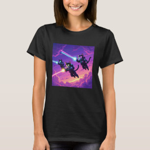 Camiseta Gatos voladores lanzando láser