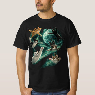 Camiseta Gatos volando en galaxia vintage 90s divertido gat