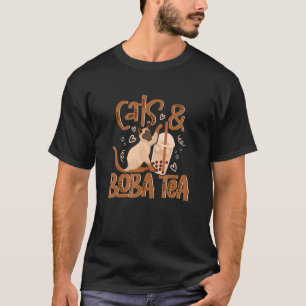 Camiseta Gatos Y Boba Tea Bubble Leche Gato De Té
