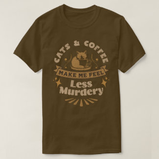 Camiseta Gatos y café me hacen sentir menos camisas asesina