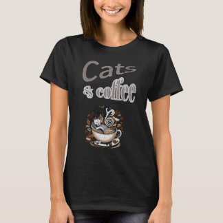 Camiseta Gatos y café retro