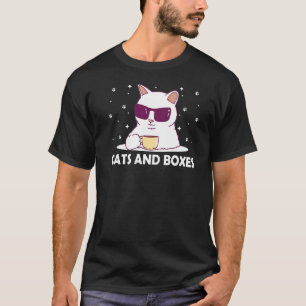 Camiseta Gatos y cajas Gato Humor gatito Cumpleaños