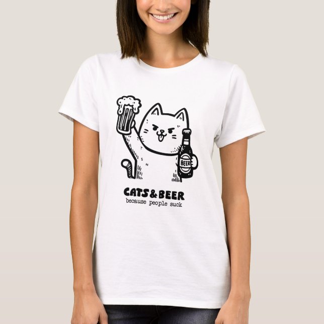Camiseta Gatos y cerveza 1 (Anverso)
