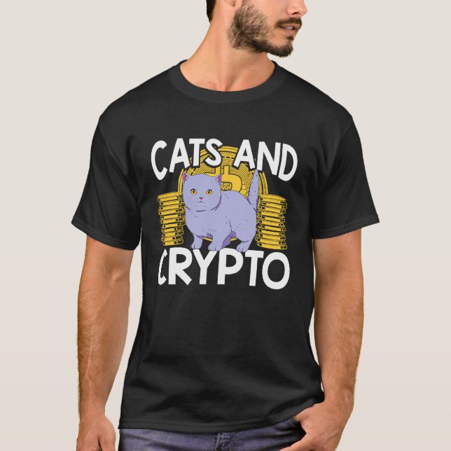 Camiseta Gatos Y Cripto Moneda En Blockchain Comerciante F (Anverso)