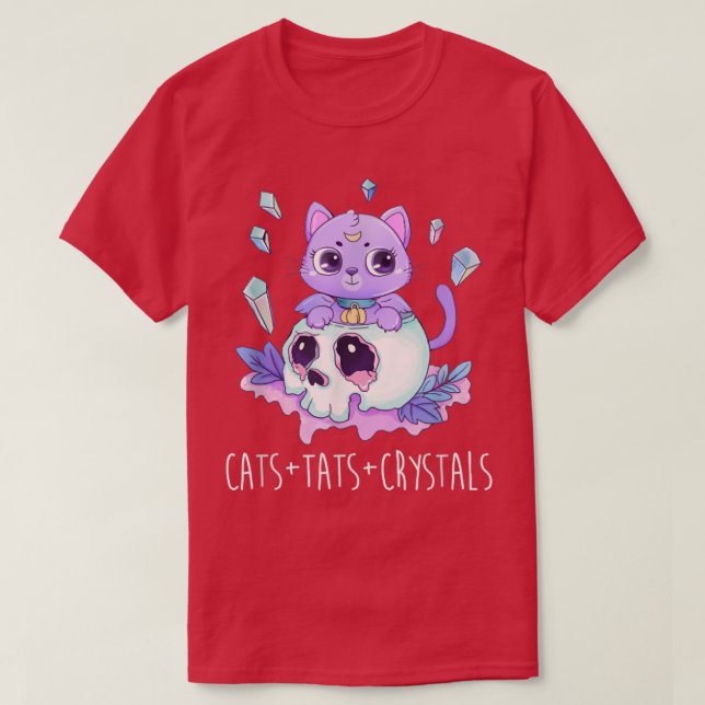 Camiseta Gatos Y Cristales Tatuaje Láminas De Energía De Ar (Diseño del anverso)