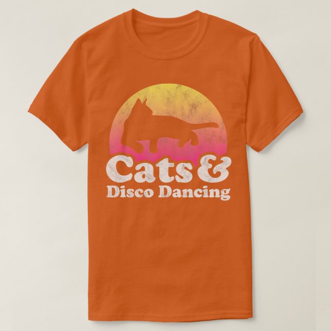 Camiseta Gatos y discos bailando hombres o gatos femeninos (Diseño del anverso)