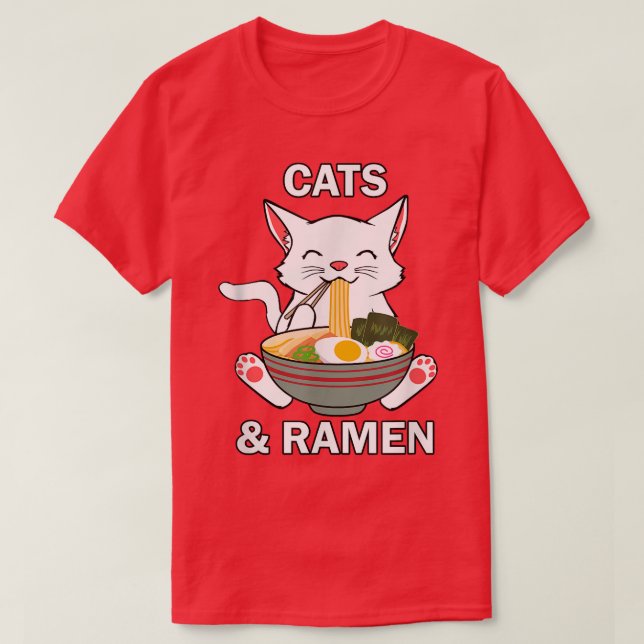 Camiseta Gatos y fideos de Ramen cubren comida japonesa git (Diseño del anverso)