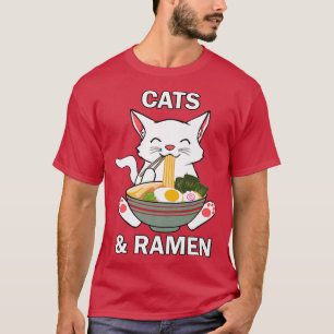 Camiseta Gatos y fideos de Ramen cubren comida japonesa git