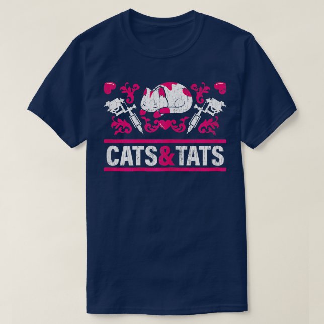 Camiseta Gatos y gatos divertidos regalan tatuaje tatuado (Diseño del anverso)