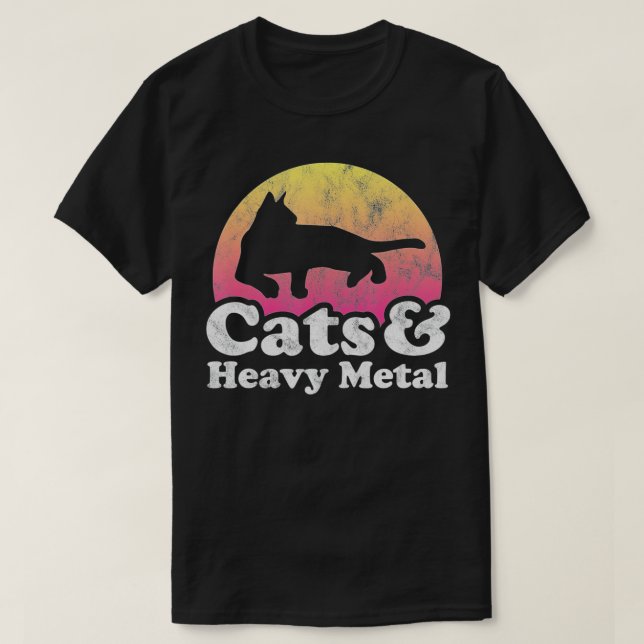 Camiseta Gatos y gatos Metalizado pesados para hombres o mu (Diseño del anverso)