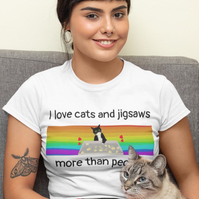 Camiseta Gatos y jigsais más que la gente puzzle diversión (Subido por el creador)