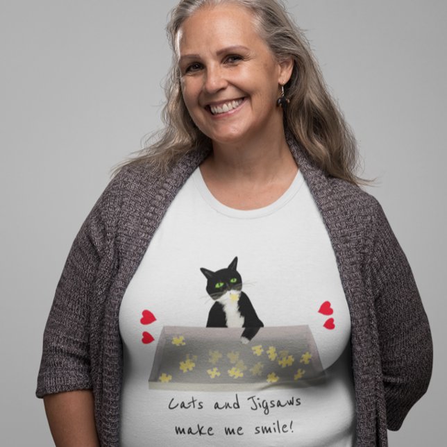 Camiseta Gatos y jigsaws me hacen sonreír el rompecabezas d (Subido por el creador)