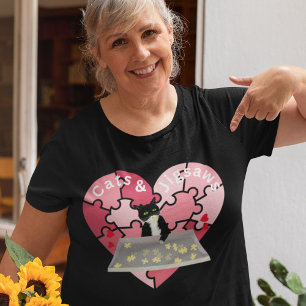 Camiseta Gatos y Jigsaws rompecabezas amante