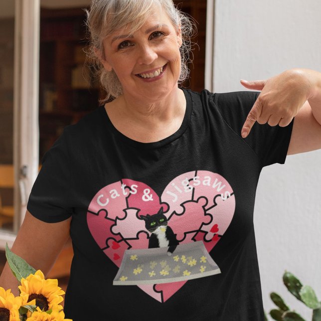 Camiseta Gatos y Jigsaws rompecabezas amante (Cats and Jigsaws)