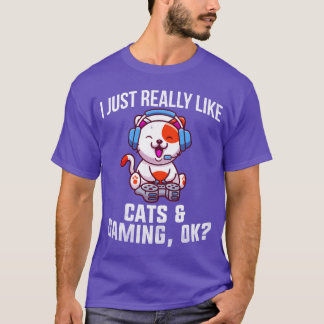 Camiseta Gatos Y Jugador De Juegos De Gatos