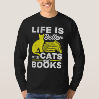 Camiseta Gatos y libros con gatos y libros
