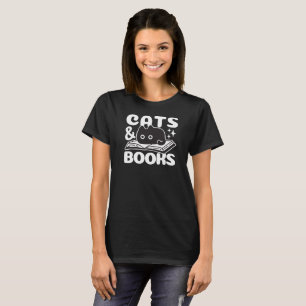Camiseta Gatos y libros divertidos Black Cat Leading Book L