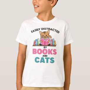 Camiseta Gatos Y Libros Divertidos Con El Libro Y El Gato