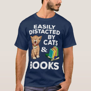 Camiseta Gatos Y Libros Fácilmente Distraídos Son Graciosos