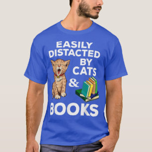Camiseta Gatos Y Libros Fácilmente Distraídos Son Graciosos