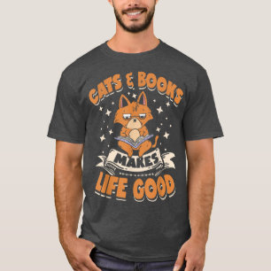 Camiseta Gatos y libros hacen que la vida sea un buen libro