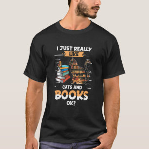 Camiseta Gatos y libros Me gustan mucho los gatos y los lib