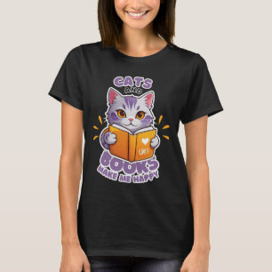 Camiseta Gatos y libros me hacen feliz