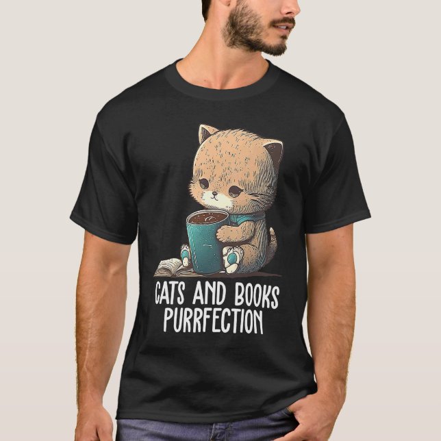 Camiseta Gatos y Libros Perfección de Libro  Adicto a Libro (Anverso)