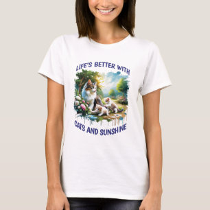 Camiseta Gatos Y Mujeres Sunshine Blancas