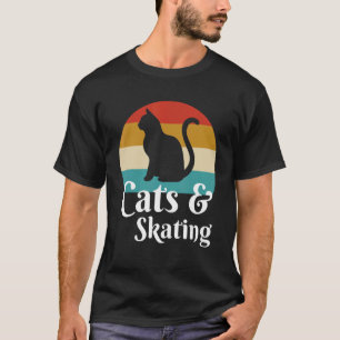 Camiseta Gatos y patinaje patinador monopatín