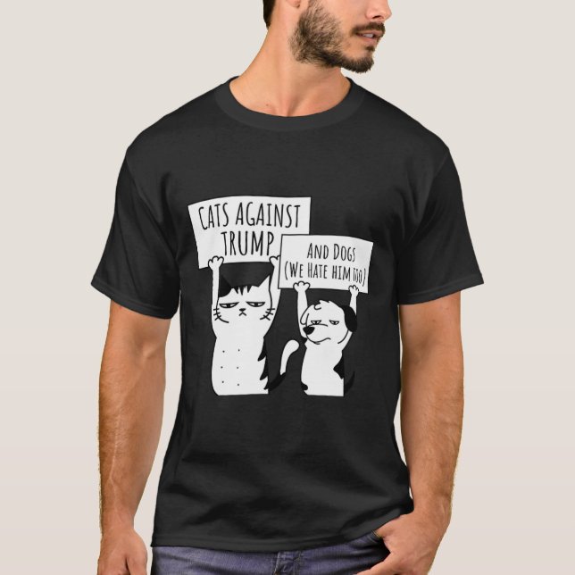 Camiseta Gatos Y Perros Contra Trump (Anverso)