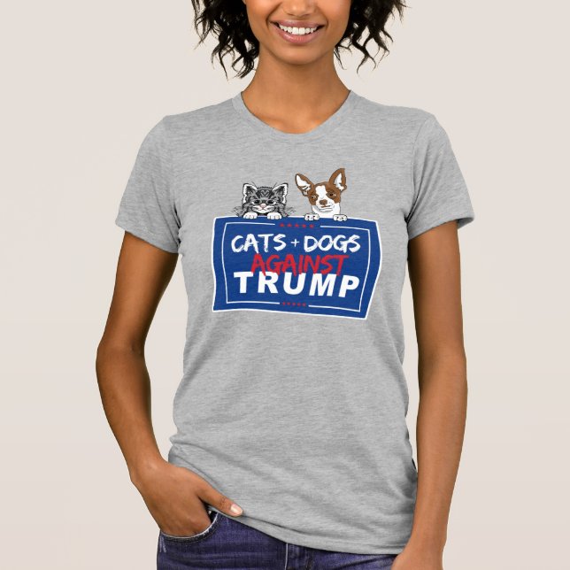 CAMISETA GATOS Y PERROS CONTRA TRUMP (Anverso)