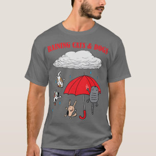 Camiseta Gatos Y Perros Lluviosos, Amantes Mascotas Camiset