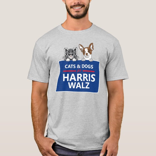 Camiseta Gatos y perros para Harris Walz (Anverso)
