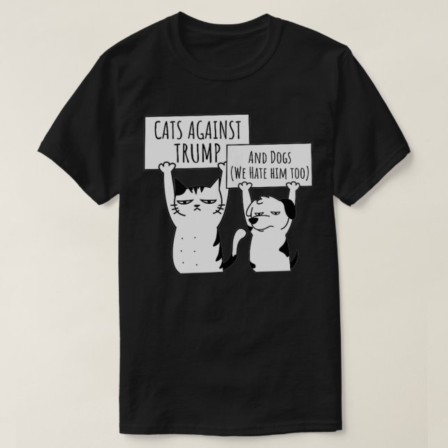 Camiseta Gatos y perros protestan contra la trompa de Trump (Diseño del anverso)