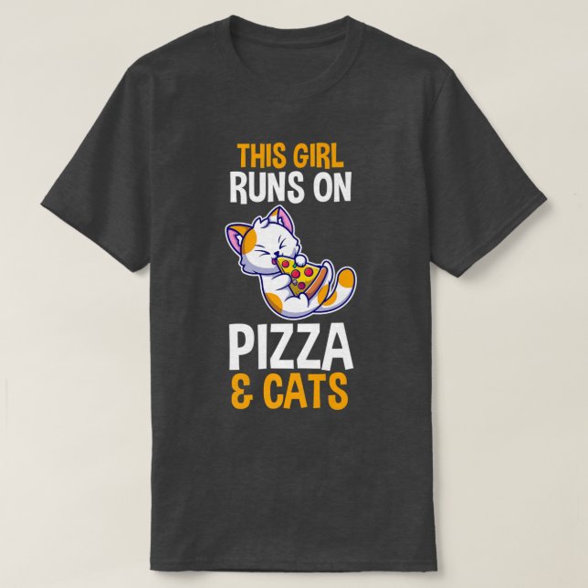 Camiseta Gatos y pizza  (Diseño del anverso)