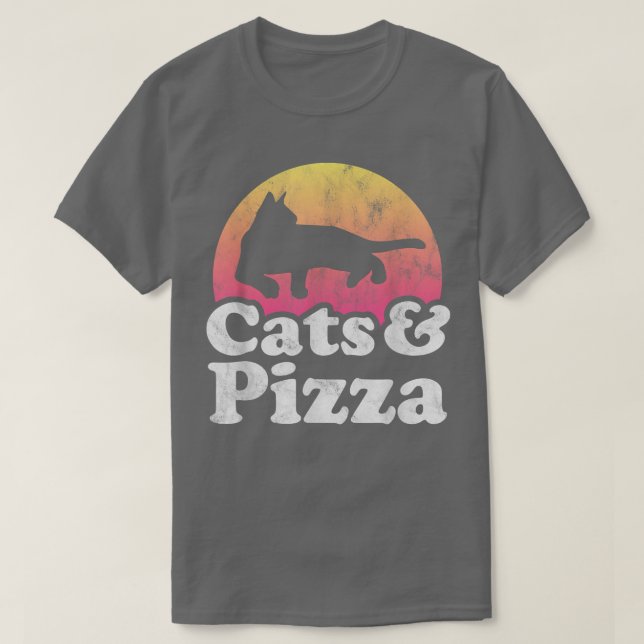 Camiseta Gatos y pizza T-Sh para hombres o mujeres (Diseño del anverso)