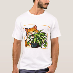 Camiseta Gatos y Plantas de Araña Arte Divertido